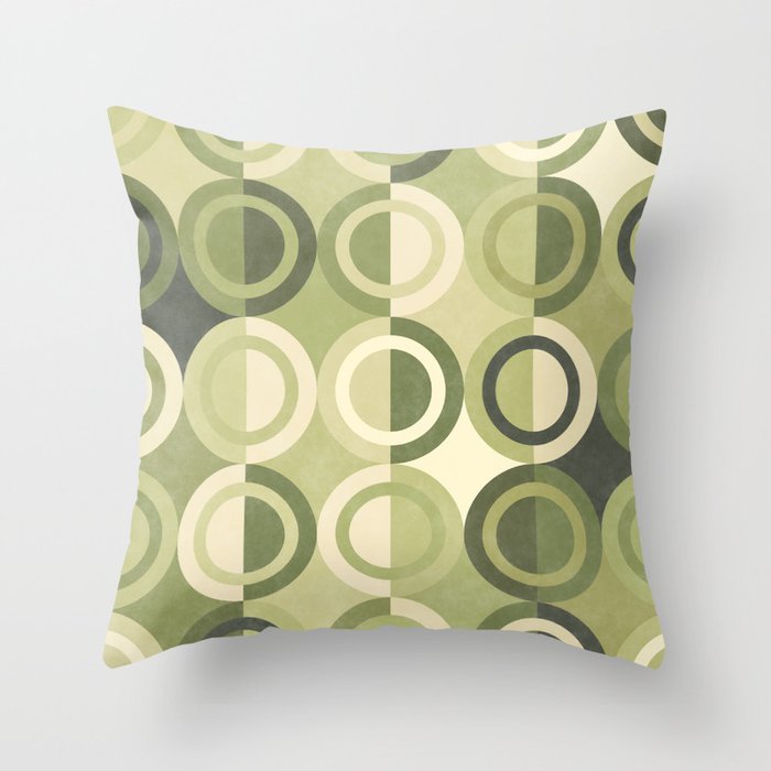 Geometric Shapes Green Circles Throw Pillow