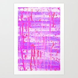 Magenta and Purple Confetti Abstract Painting with High Flow Paints Art Print