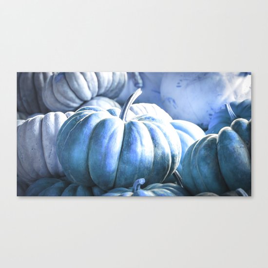 Autumn Pumpkins Blue Canvas Print
