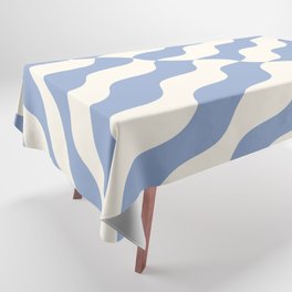 Retro Wavy Abstract Swirl Lines in Blue & White Tablecloth