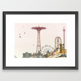 Coney Island Boardwalk Framed Art Print