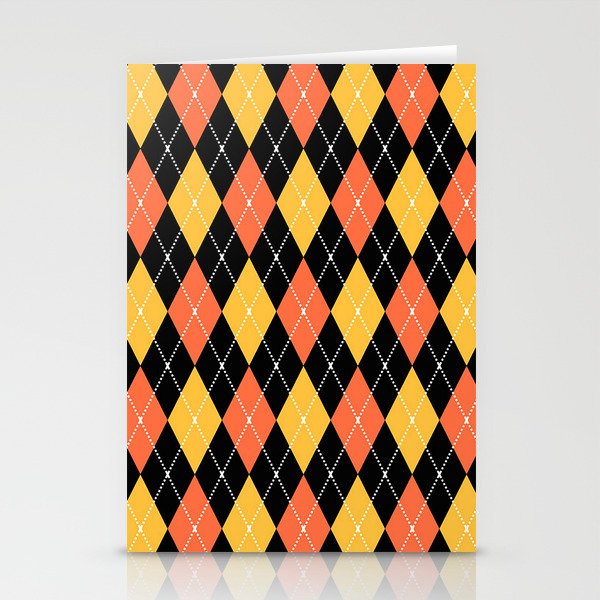 Salmon Orange And Yellow Argyle Pattern Diamond Geometrical Quilt Knit Sweater Tartan  Stationery Cards
