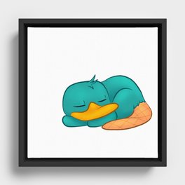 Sleepy Little Platypus Framed Canvas