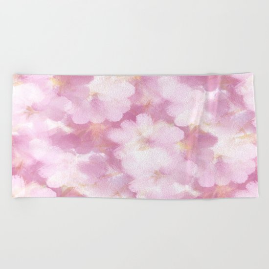 Painted Flowers Abstract Beach Towel