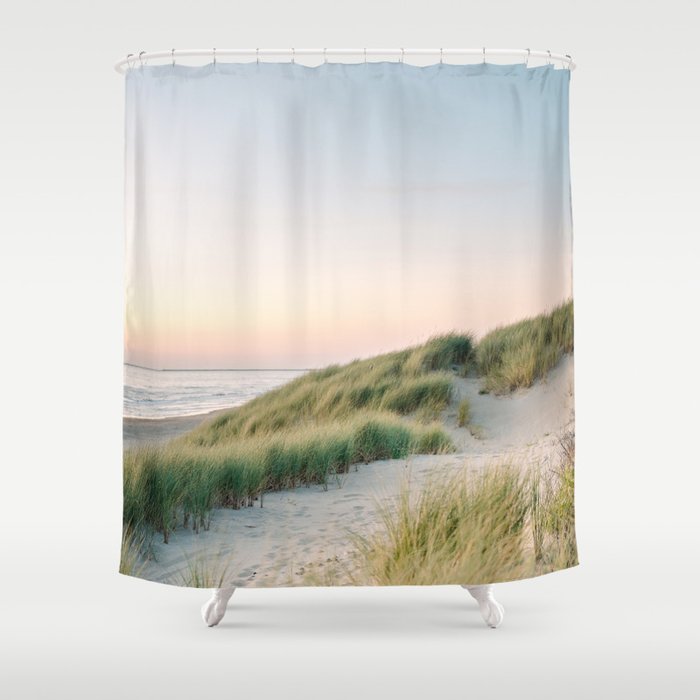 Dunes of Holland | Sunset travel photography | Pastel fine art beach print Shower Curtain