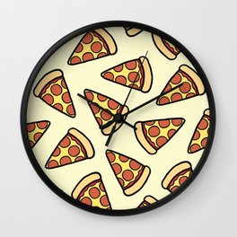 Pepperoni Pizza Pattern Wall Clock | Eat, Sausage, Slice, Pizza, Children, Drawing, Illustration, Cream, Kawaii, Vector 