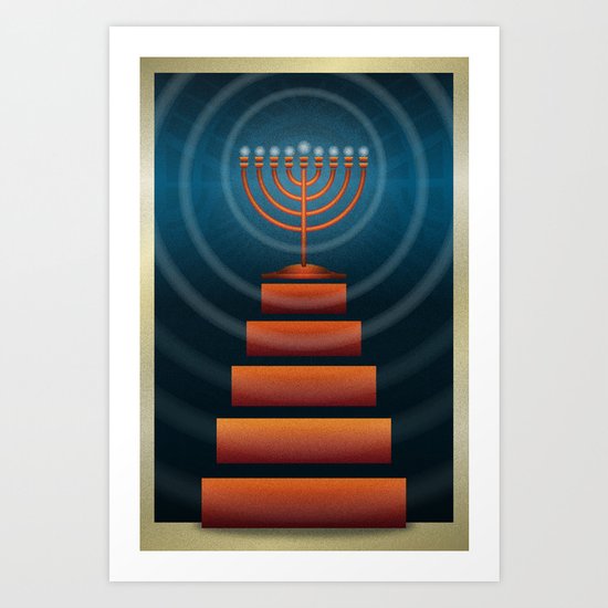 Art Deco Hanukkah Menorah Art Print