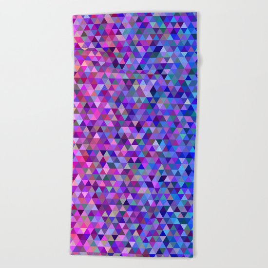 Pink and blue triangles Beach Towel