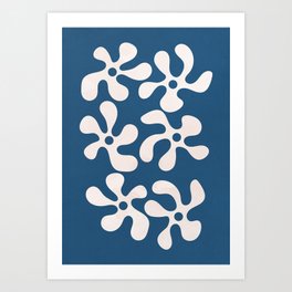 Vibrant Flower Impressions Abstract White Blue Art Print