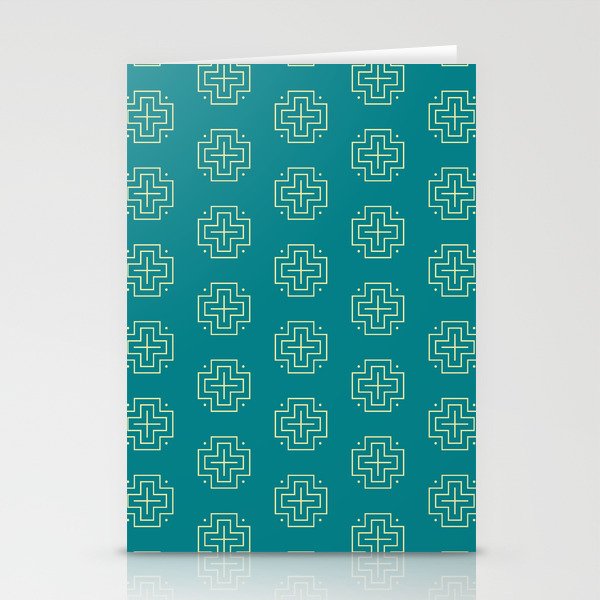 Tribal cross pattern - turquoise Stationery Cards