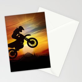 Mountain Motorcycle Adventure - Sunset Stationery Card