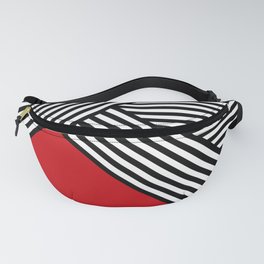 Black and white stripes with red triangle Fanny Pack