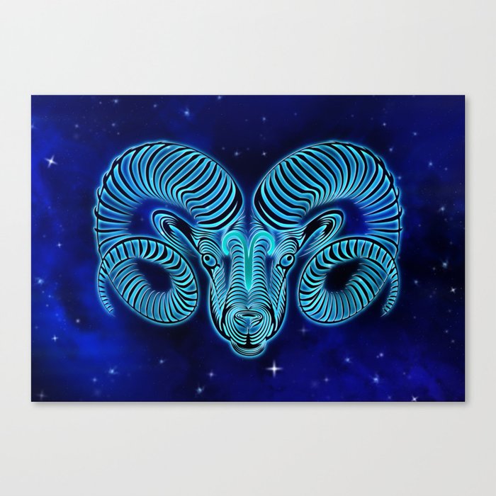 Astrology Horoscope Aries Zodiac Blue Canvas Print