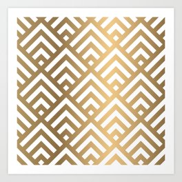 Gold geometric art deco diamond pattern Art Print