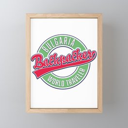 Bulgaria backpacker world traveler retro logo. Framed Mini Art Print