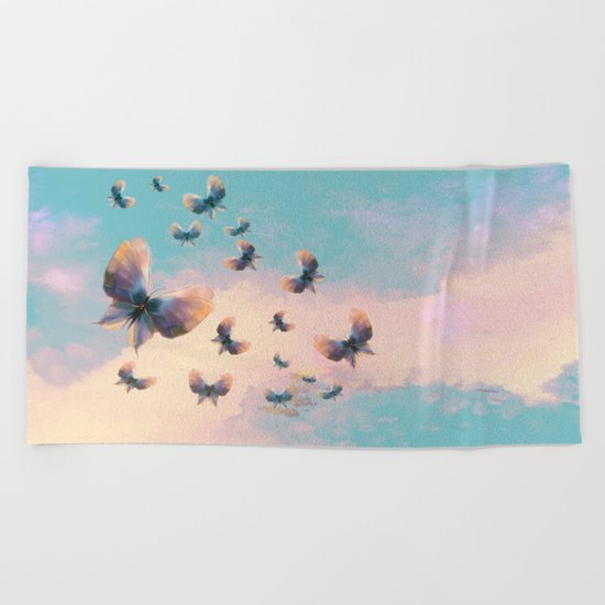 Happiness is a butterfly Beach Towel