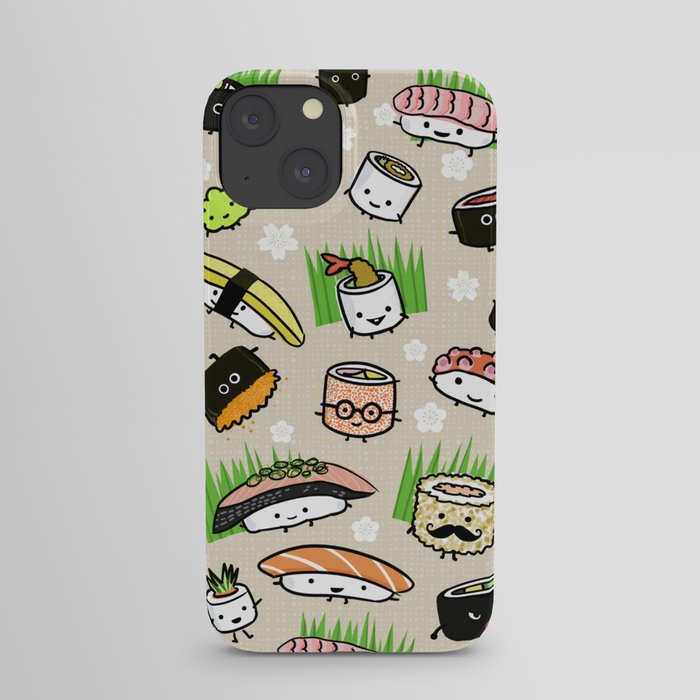 Kawaii Sushi Friends | Cute Assortment of Sushi Rolls, Sashimi, Wasabi, Ginger iPhone Case