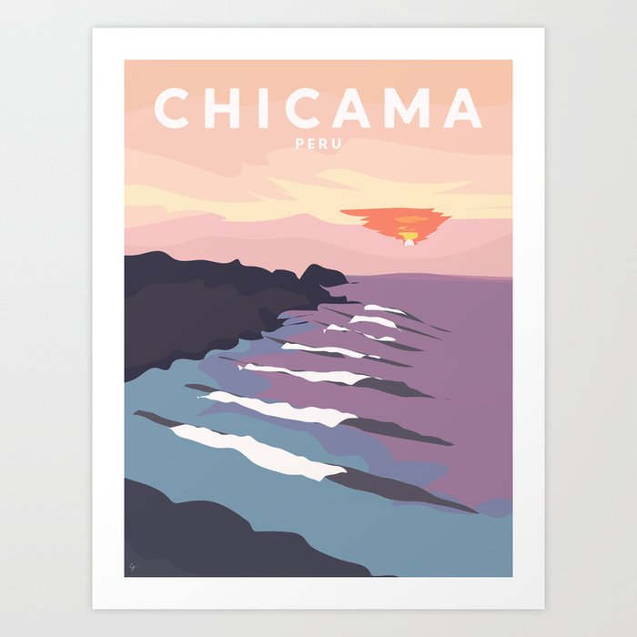 Chicama, Peru Travel Poster Art Print