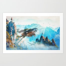 The Ether Whale Art Print | Painting, Whale, Digital, Surreal 