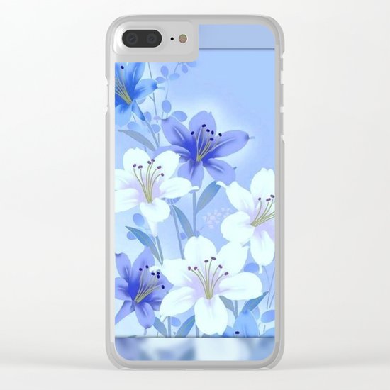 Periwinkle Mirror Floral Clear iPhone Case