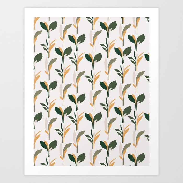 Mid Century Modern - Tropical Palm Leaves Pattern Art Print