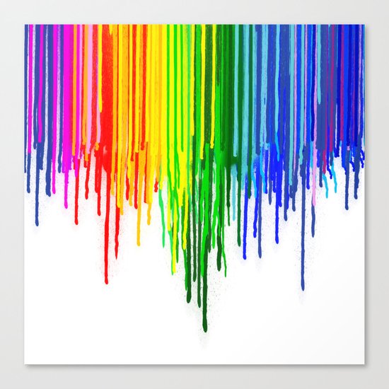Rainbow Paint Drops on White Canvas Print