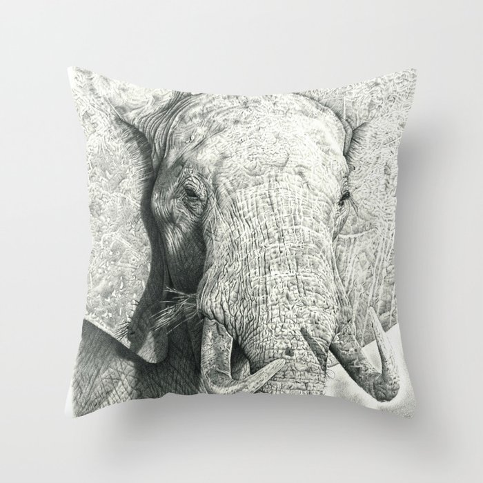 Elephant Bull Throw Pillow