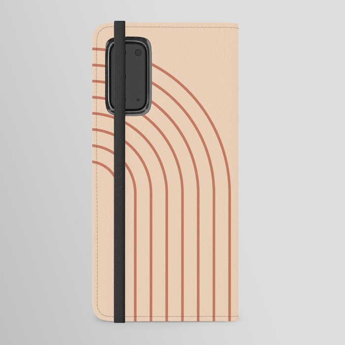 Abstract Geometric Rainbow Lines 16 in Terracotta Tan Beige Android Wallet Case