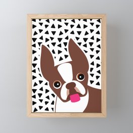 Boston Terrier Brown and White Framed Mini Art Print