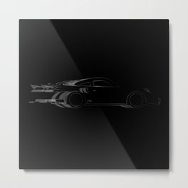 Dark Fast Car Metal Print | Racer, Graphicdesign, Black and White, Digital, Sporty, Coupe, Acceleration, Red, 911, Vector 
