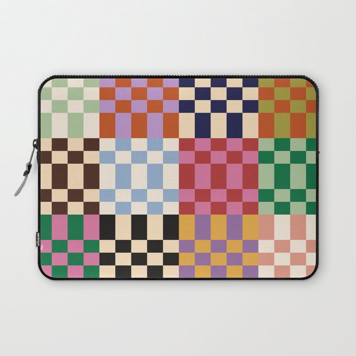 Retro 70s Colorful Patchwork Checkerboard Laptop Sleeve