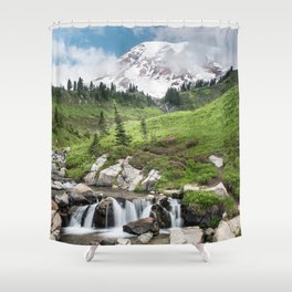 Mt. Rainier, Edith Creek, Scenic Landscape, National Park Shower Curtain
