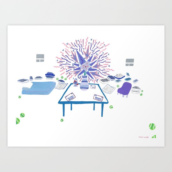 She is Gone, But I Still Have My Flower, Books, and Cleaning Supplies Art Print