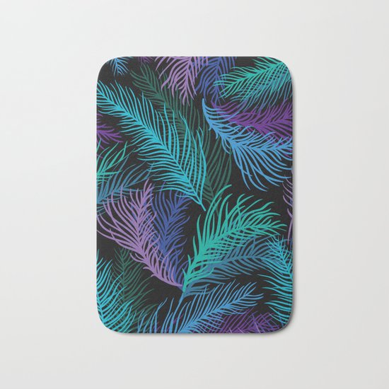 Multicolored palm leaves Bath Mat
