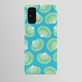 Blue and Lime Green Sea Scallop Shell Pattern Android Case