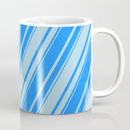 [ Thumbnail: Blue & Light Blue Colored Lines/Stripes Pattern Coffee Mug ]