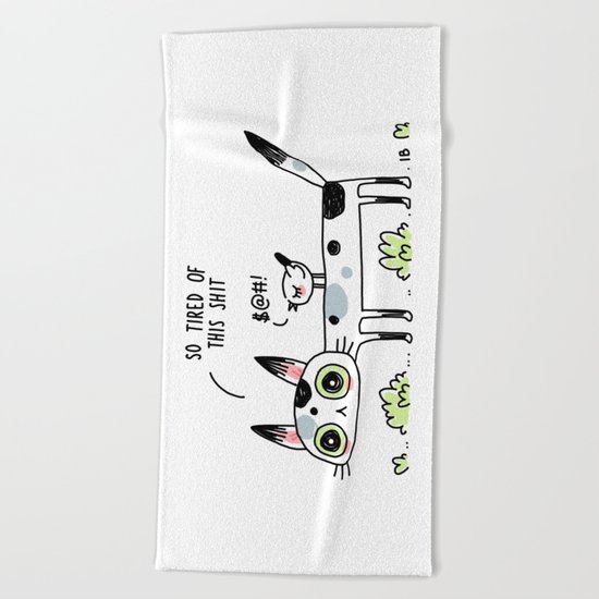 Annoyed Cat Beach Towel