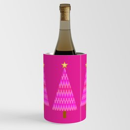 Fuchsia Pink Ombre Retro Modern Christmas Tree Wine Chiller