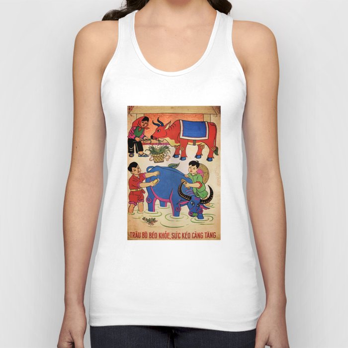 Vietnamese Poster: Strong Fat Buffalos and Cows, Better Productivity Tank Top