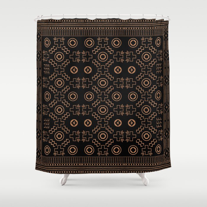 Golden Sands: Tribal Heritage in Moroccan Geometry Shower Curtain