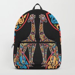 Giraffes of Cura Backpack | Wildlife, Multi Colored, Kids, Bohemian, Colorful, Modern, Mix, Symetria, Animal, Rainbow 