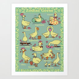 Zodiac Geese Art Print