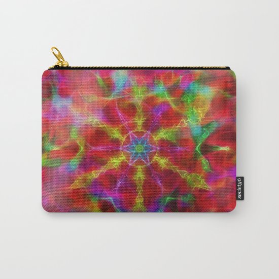 Vibrant kaleidoscope in red mist Carry-All Pouch