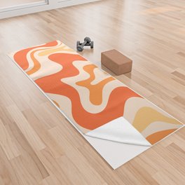Tangerine Liquid Swirl Retro Abstract Pattern Yoga Towel