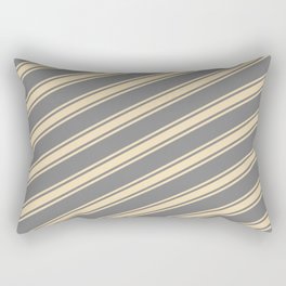 [ Thumbnail: Grey & Tan Colored Pattern of Stripes Rectangular Pillow ]