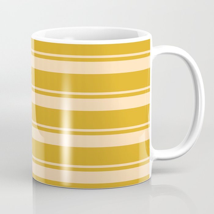 Tan and Goldenrod Colored Stripes Pattern Coffee Mug