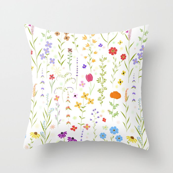 colorful spring  wildflower pattern 2021 Throw Pillow