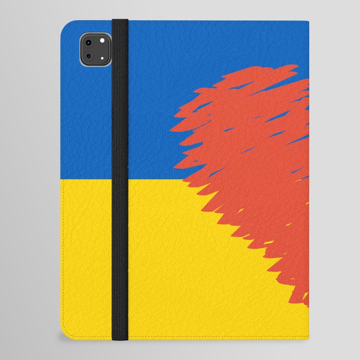 Blue and Yellow Solid Colors Ukraine Flag Hues Red Heart 100% Commission Donated To IRC Read Bio iPad Folio Case