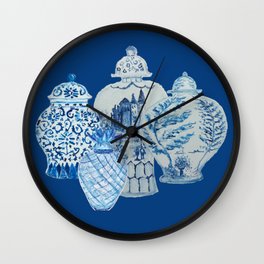 4 Four 4 Blue and White Ginger Jars  Wall Clock