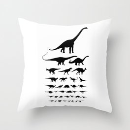 Dinosaur Eye Chart (monochrome) Cretaceous and Jurassic periods Throw Pillow